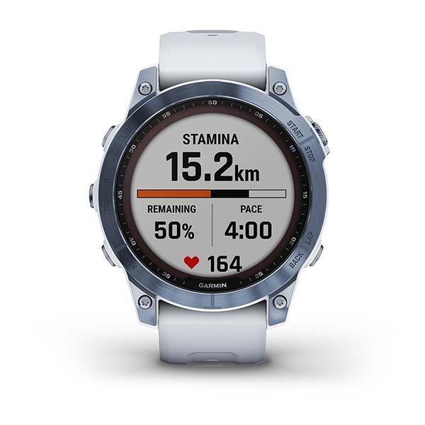 Смарт-часы Garmin fenix 7 Sapphire Solar минерально-синие титановые DLC с ремешком цвета белого камня 010-02540-25 фото