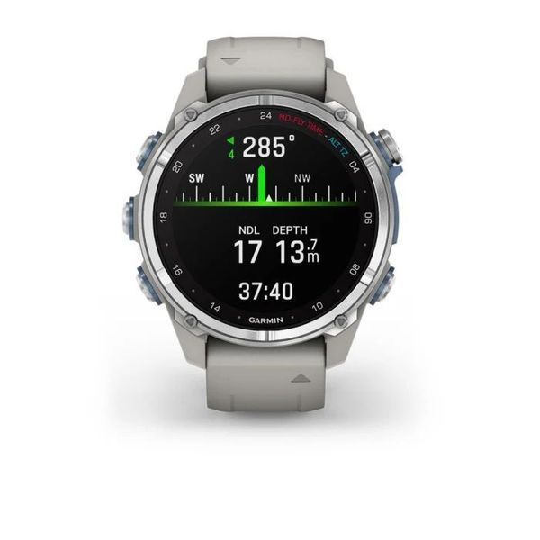 Смарт-часы Garmin Descent Mk3 (43 мм) из нержавеющей стали с силиконовым туманно-серым ремешком 010-02753-04 фото