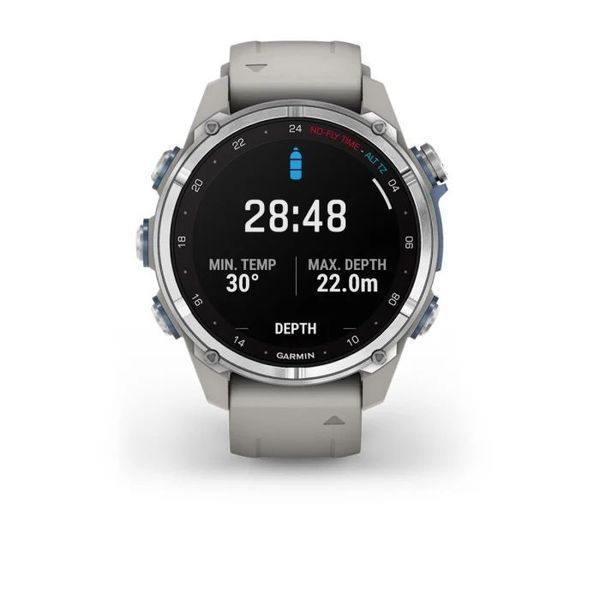 Смарт-часы Garmin Descent Mk3 (43 мм) из нержавеющей стали с силиконовым туманно-серым ремешком 010-02753-04 фото