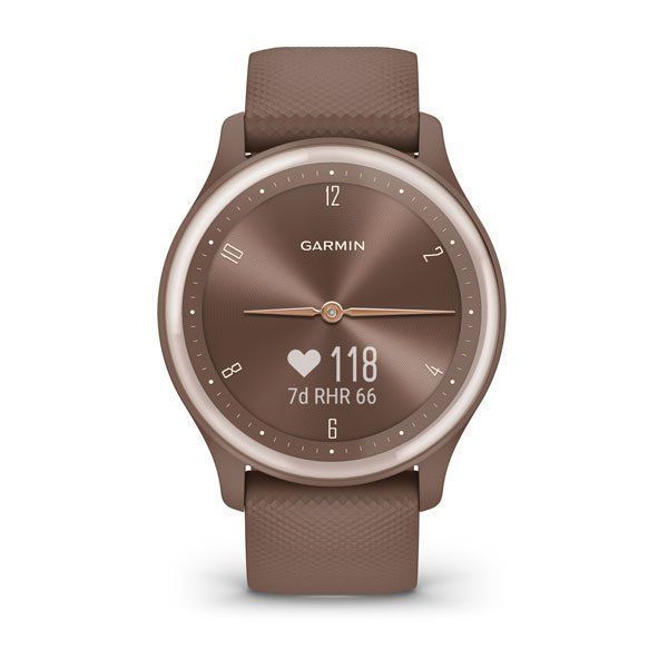 Смарт-часы Garmin vivomove Sport цвета какао с силиконовым ремешком и персиково-золотистыми вставками 010-02566-02 фото