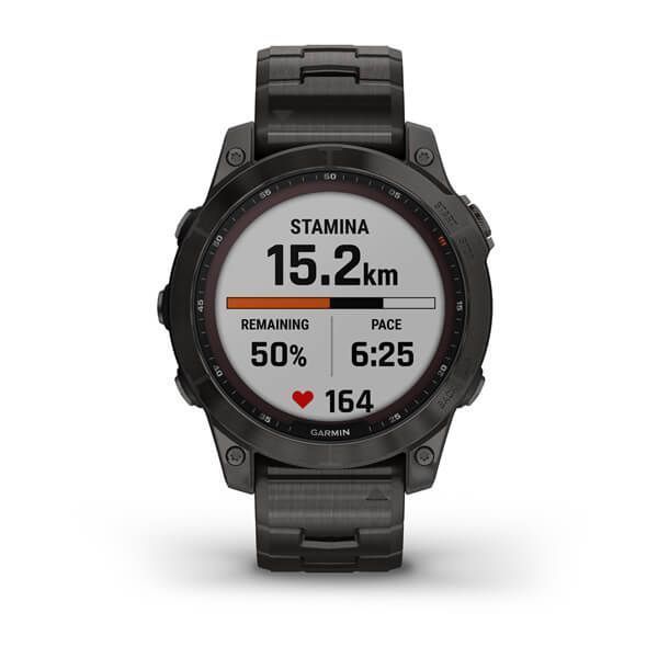 Смарт-часы Garmin fenix 7 Sapphire Solar карбоново-серые титановые DLC с титановим вентилируемым браслетом 010-02540-39 фото