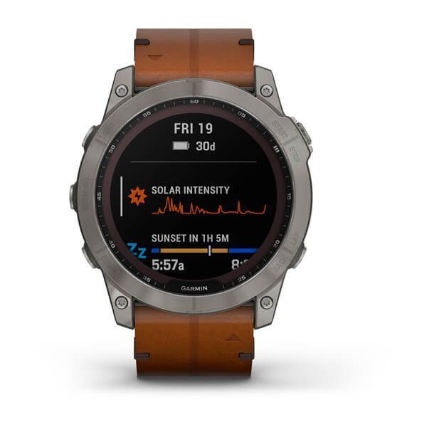 Смарт-часы Garmin fenix 7X Sapphire Solar титановые с каштановым кожаным ремешком 010-02541-19 фото