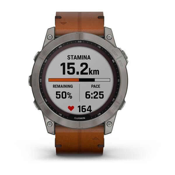Смарт-часы Garmin fenix 7X Sapphire Solar титановые с каштановым кожаным ремешком 010-02541-19 фото
