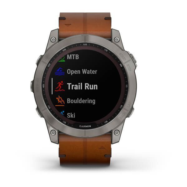 Смарт-часы Garmin fenix 7X Sapphire Solar титановые с каштановым кожаным ремешком 010-02541-19 фото