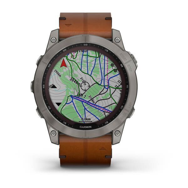 Смарт-часы Garmin fenix 7X Sapphire Solar титановые с каштановым кожаным ремешком 010-02541-19 фото