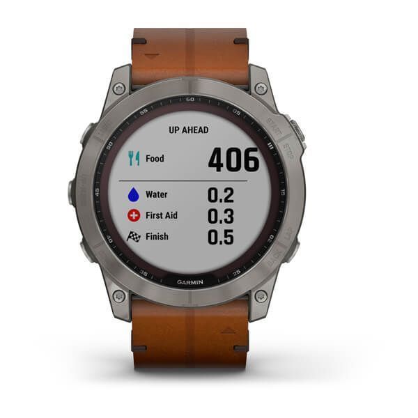 Смарт-часы Garmin fenix 7X Sapphire Solar титановые с каштановым кожаным ремешком 010-02541-19 фото
