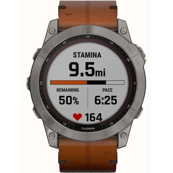 Смарт-часы Garmin fenix 7X Sapphire Solar титановые с каштановым кожаным ремешком 010-02541-19 фото