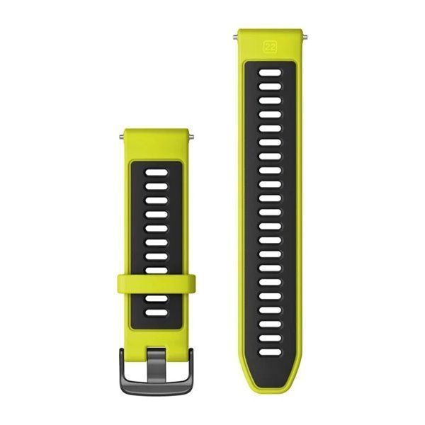 Сменные ремешки для смарт-часов Garmin Forerunner (22 мм) силиконовые, желтые/черные с грифельной фурнитурой 010-11251-AE фото
