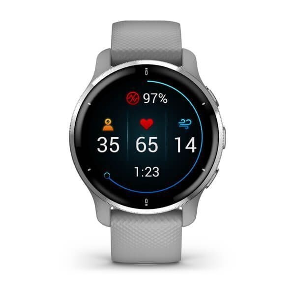 Смарт-часы Garmin Venu 2 Plus серые с серебристым безелем и силиконовым ремешком 010-02496-10 фото