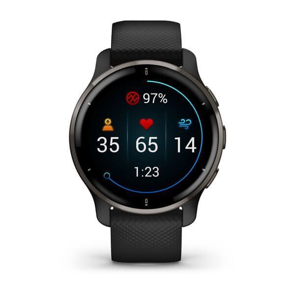 Смарт-годинник Garmin Venu 2 Plus чорний з графітовим безелем і силіконовим ремінцем 010-02496-11 фото