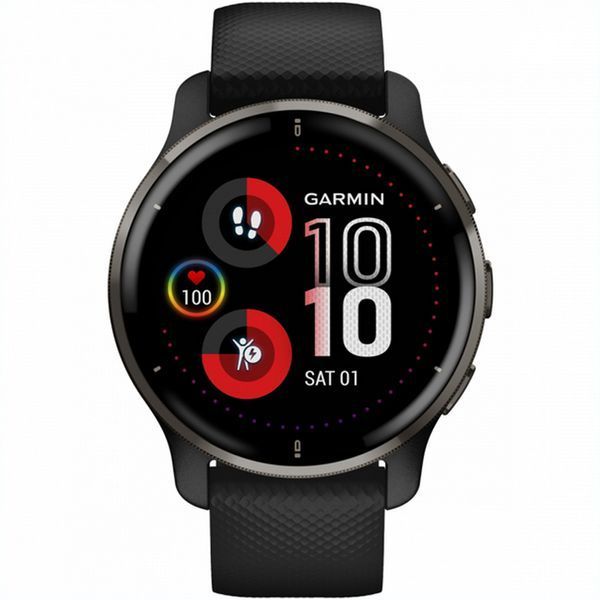 Смарт-годинник Garmin Venu 2 Plus чорний з графітовим безелем і силіконовим ремінцем 010-02496-11 фото