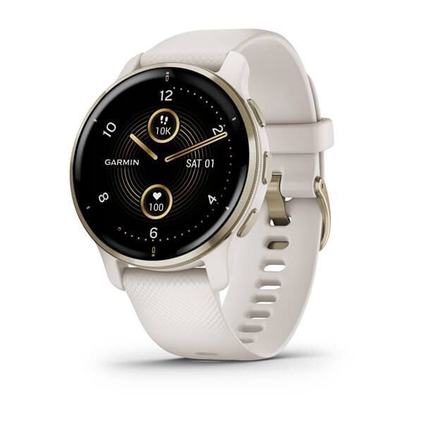 Смарт-годинник Garmin Venu 2 Plus айворі з кремово-золотистим безелем і силіконовим ремінцем 010-02496-12 фото
