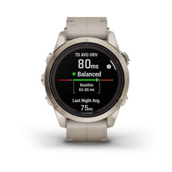 Смарт-часы Garmin fenix 7S Pro Sapphire Solar Edition нежно-золотистые с кожаным ремешком цвета известняка 010-02776-30 фото