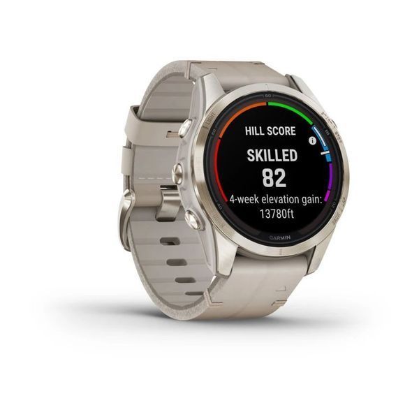 Смарт-часы Garmin fenix 7S Pro Sapphire Solar Edition нежно-золотистые с кожаным ремешком цвета известняка 010-02776-30 фото