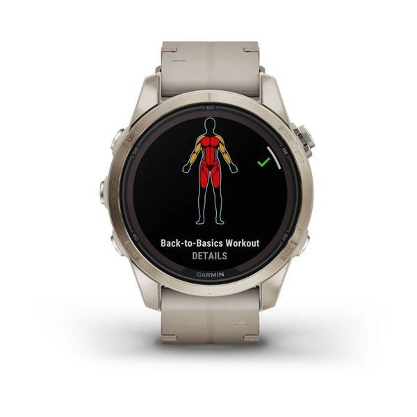 Смарт-часы Garmin fenix 7S Pro Sapphire Solar Edition нежно-золотистые с кожаным ремешком цвета известняка 010-02776-30 фото
