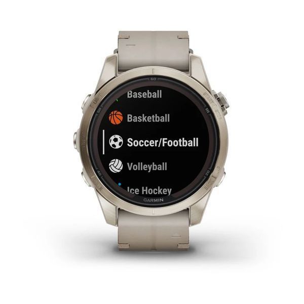 Смарт-часы Garmin fenix 7S Pro Sapphire Solar Edition нежно-золотистые с кожаным ремешком цвета известняка 010-02776-30 фото