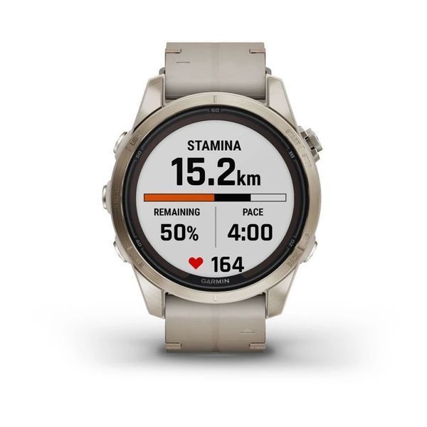 Смарт-часы Garmin fenix 7S Pro Sapphire Solar Edition нежно-золотистые с кожаным ремешком цвета известняка 010-02776-30 фото