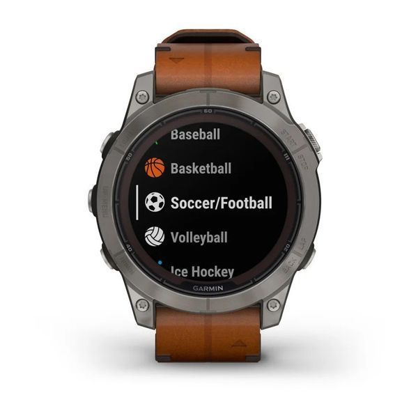 Смарт-годинник Garmin fenix 7 Pro Sapphire Solar Edition титановий з каштановим шкіряним ремінцем 010-02777-30 фото