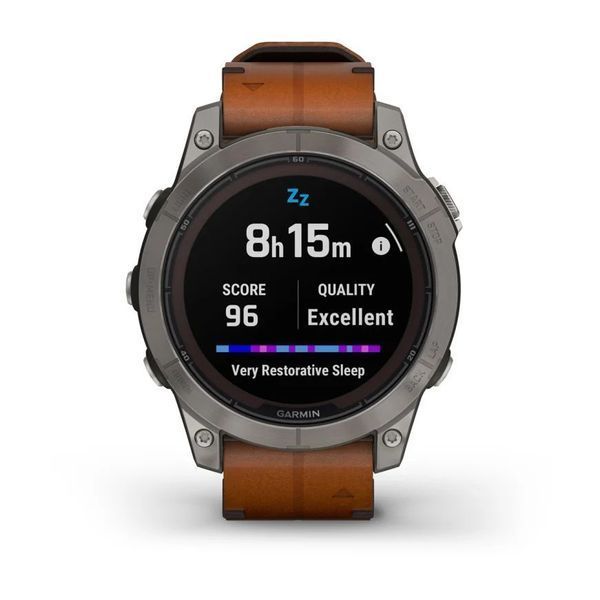 Смарт-годинник Garmin fenix 7 Pro Sapphire Solar Edition титановий з каштановим шкіряним ремінцем 010-02777-30 фото