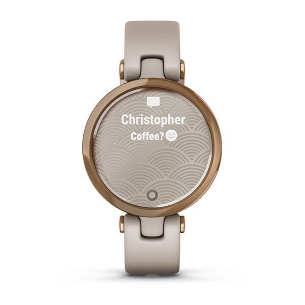 Смарт-часы Garmin Lily Sport с розово-золотистым безелем, светло-песочным корпусом и силиконовым ремешком 010-02384-11 фото
