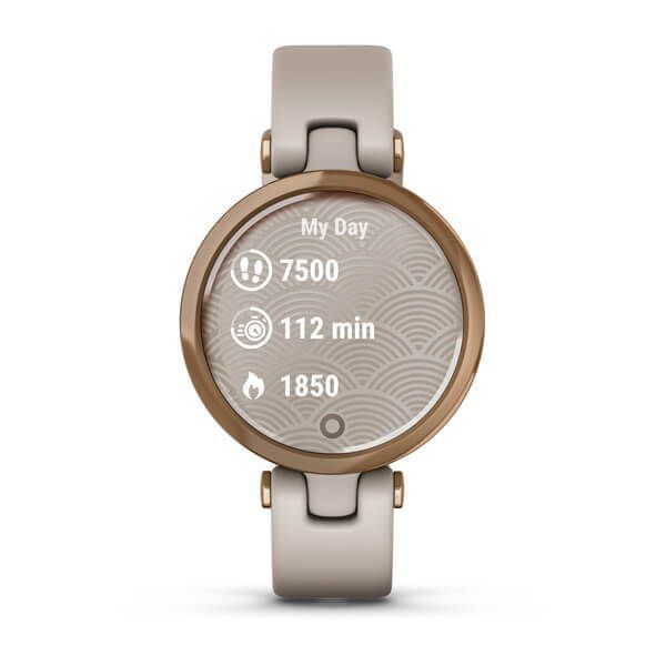Смарт-часы Garmin Lily Sport с розово-золотистым безелем, светло-песочным корпусом и силиконовым ремешком 010-02384-11 фото