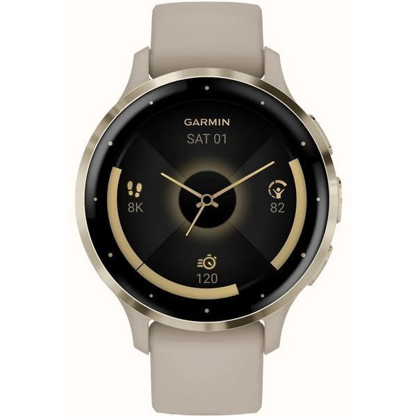Смарт-годинник Garmin Venu 3s французький сірий із золотистим сталевим безелем і силіконовим ремінцем 010-02785-02 фото
