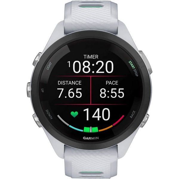 Смарт-часы Garmin Forerunner 265s с черным безелем, белым корпусом и бело-неотропик силиконовым ремешком 010-02810-14 фото
