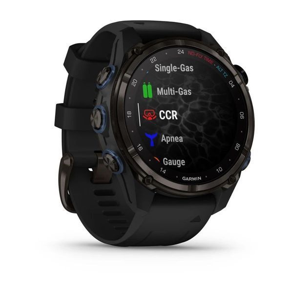 Смарт-годинник Garmin Descent Mk3i (43 мм) карбоново-сірий DLC титановий з чорним силіконовим ремінцем 010-02753-11 фото