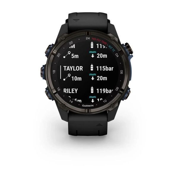 Смарт-годинник Garmin Descent Mk3i (43 мм) карбоново-сірий DLC титановий з чорним силіконовим ремінцем 010-02753-11 фото