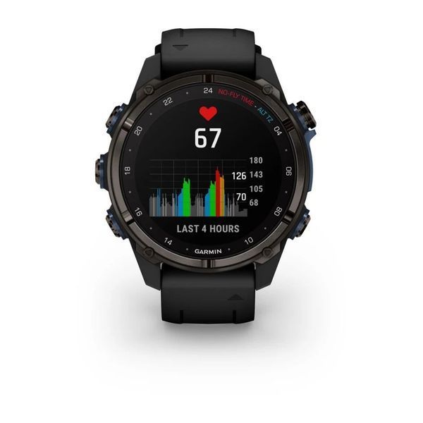 Смарт-годинник Garmin Descent Mk3i (43 мм) карбоново-сірий DLC титановий з чорним силіконовим ремінцем 010-02753-11 фото