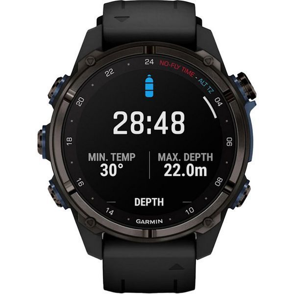 Смарт-годинник Garmin Descent Mk3i (43 мм) карбоново-сірий DLC титановий з чорним силіконовим ремінцем 010-02753-11 фото